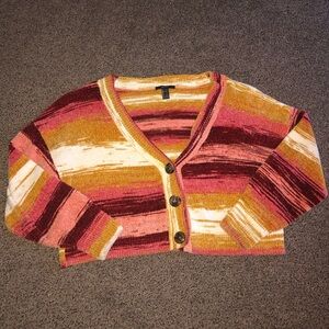 Super Cozy & Soft Button-Up Cardigan, Fall Colors Red Pink Yellow Cream